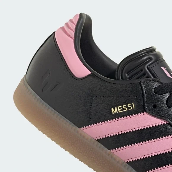 Adidas Men's 9 Samba Lionel Messi Shoes Pink/Black/Gum NEW - Picture 7 of 9